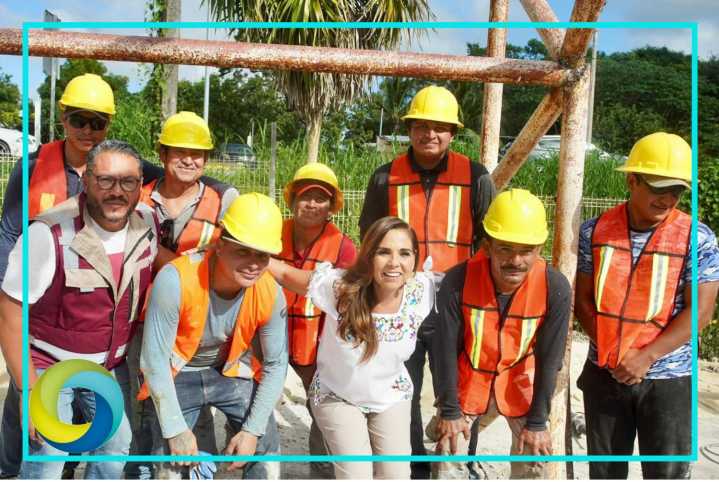 Supervisa Mara Lezama construcción de domo en telesecundaria “Luis Donaldo Colosio Murrieta” en Huay