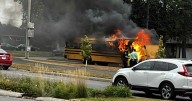 Driver, bystanders help 8 children to safety when school bus catches fire in Brooklyn Center