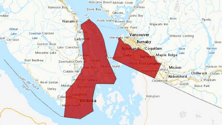 Wind warning issued for parts of B.C.’s South Coast, including sections of Metro Vancouver