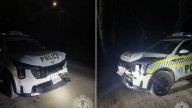 Suspects on the run after patrol car rammed in wild police chase at Mount Barker