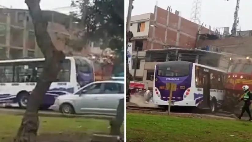 Así fue el violento choque de un tren con un bus y un Tico en El Agustino [VIDEO]