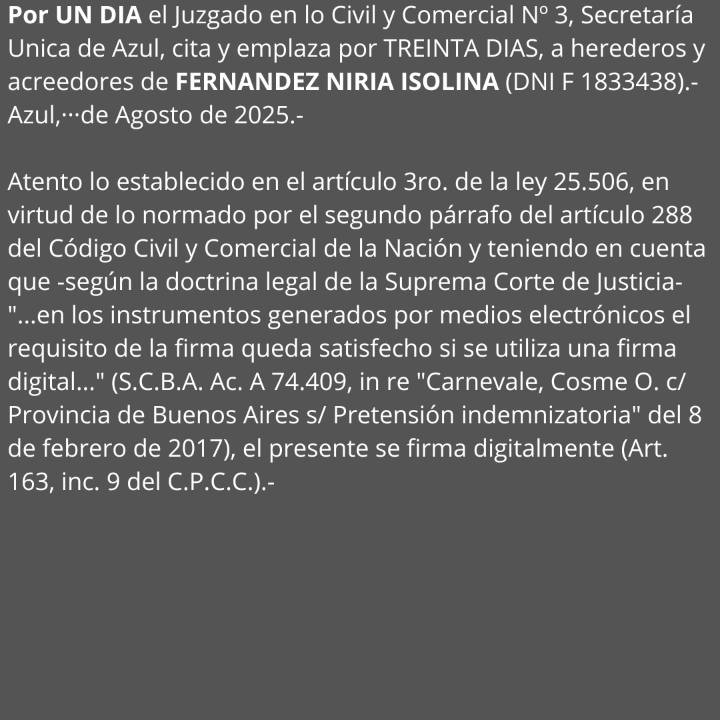 Edicto: Citacion y emplazamiento a herederos y acreedores