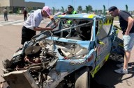 Impresionante vuelco en el Turismo Pista en Toay