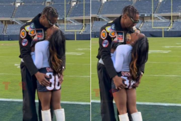 Jonathan Owens no se puede resistir a los encantos de Simone Biles: el magreo más viral de la NFL