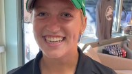 Highland's Elizabeth Coleman reacts to district tournament victory