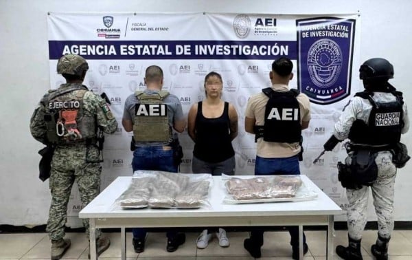 Detienen a mujer con 12 kilos de cristal y fentanilo; tiene 31 años