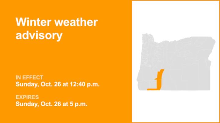 South Central Oregon Cascades and Siskiyou Mountains and Southern Oregon Cascades under a winter weather advisory