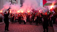Pro-Palestinian protesters march to stadium before Norway's 5-0 World Cup qualifying win over Israel