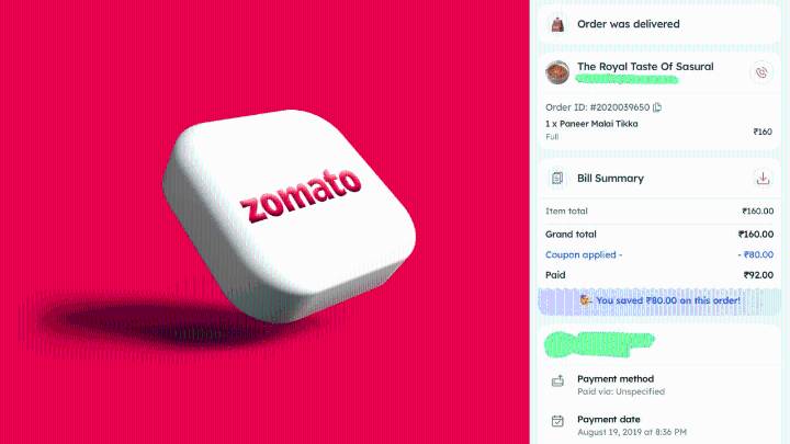 Zomato bill from 2019 with no delivery fees goes viral