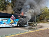 Bus carrying UMass Lowell students to music competition catches fire in Westwood