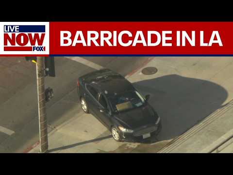 WATCH: Man barricaded on steps of LA City Hall