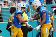 Chargers’ Jim Harbaugh praises Zion Johnson’s hustle in tight win over Dolphins