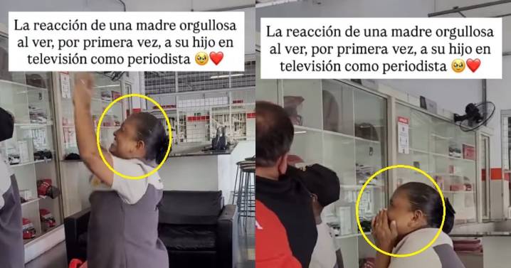 Madre orgullosa conmueve al ser captada entre lágrimas al ver a su hijo periodista en televisión