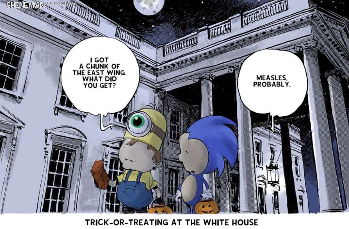 Cartoon: Trick-or-treating at the White House