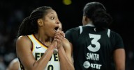 Fever's Kelsey Mitchell sustains apparent leg injury in Game 5 of semifinal series vs. Aces