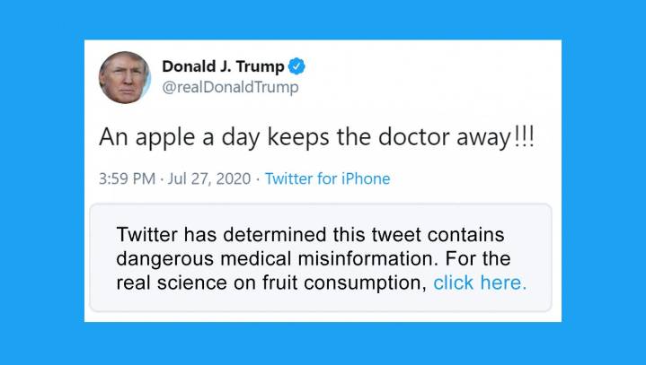 Social Media Censors Controversial Trump Claim That 'An Apple A Day Keeps The Doctor Away'