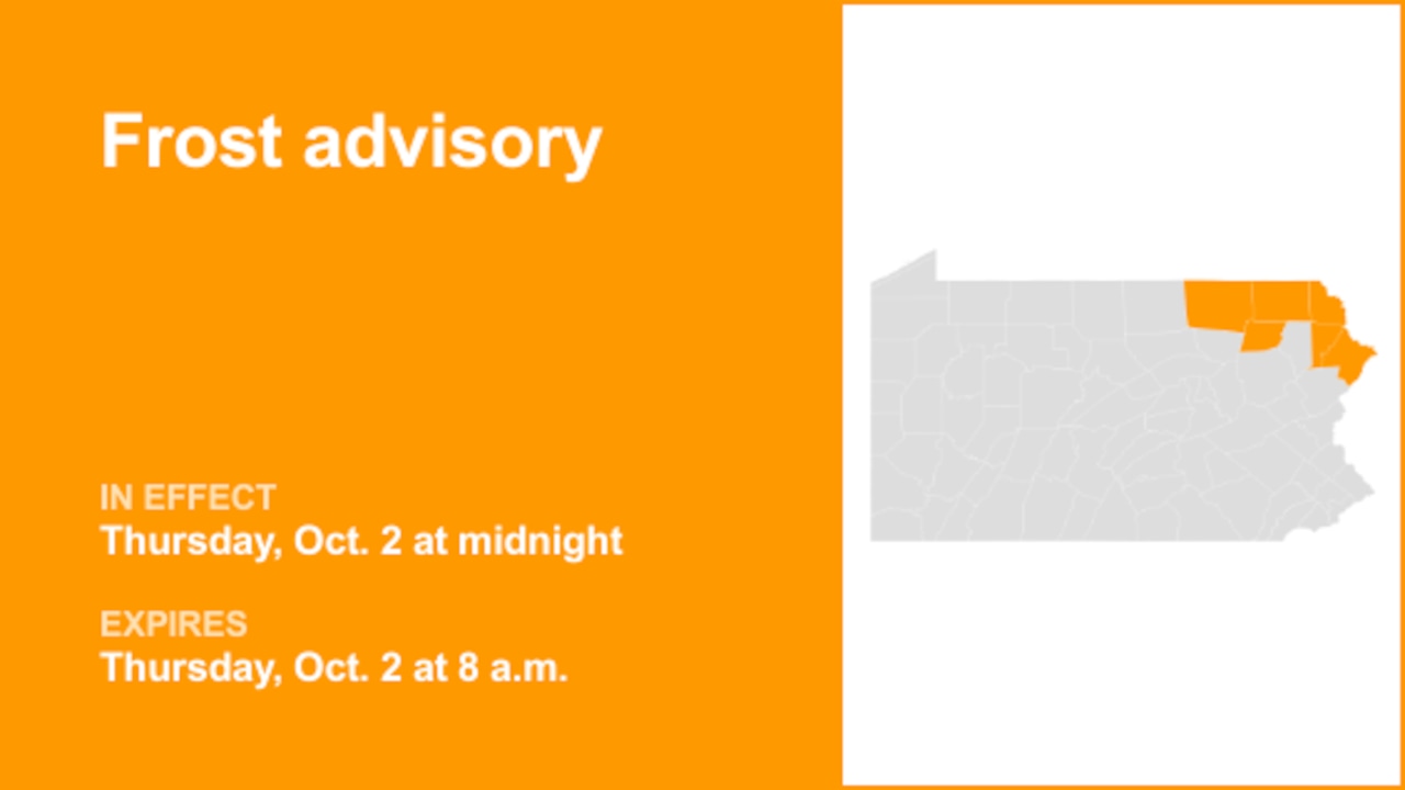 Update: Frost advisory in place for Northeast Pa. for Thursday