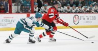 Hamilton scores 2 power-play goals as Devils beat Sharks 3