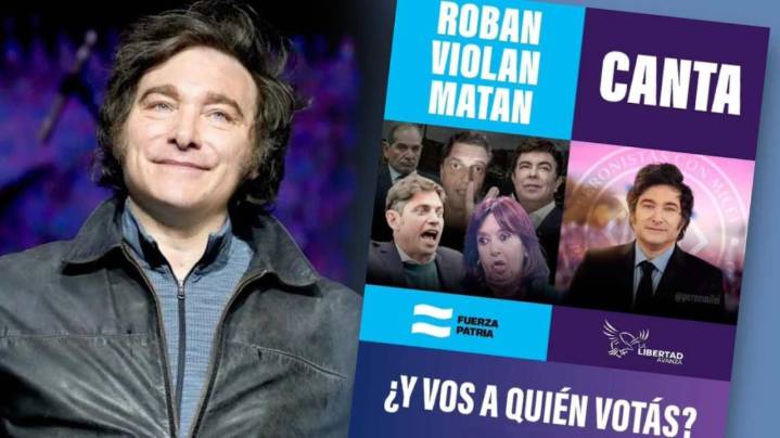 "Roban, violan, matan" versus "Canta": la agresiva "encuesta" de campaña que posteó Javier Milei