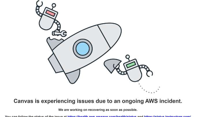 Is Canvas website down for college, school students from AWS outage?