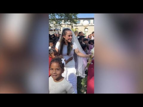 Principal gets surprise wedding at school, marriage advice from students