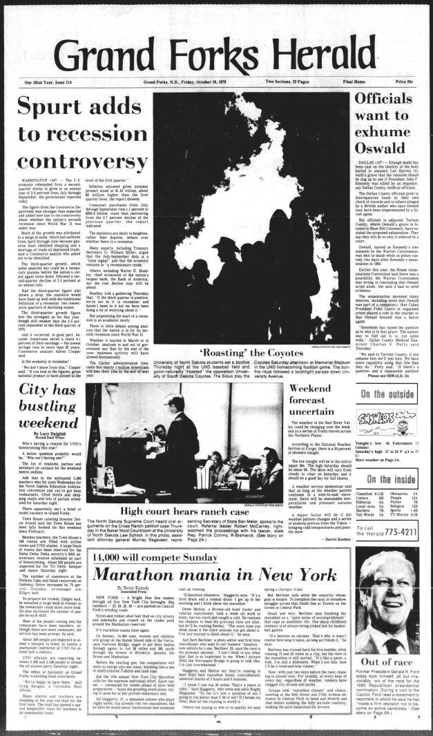 Today in History:  October 19, 1979 - ND Supreme Court hears Cross Ranch case