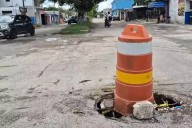 Falla recurrente en drenaje pluvial causa daños al pavimento en Champotón