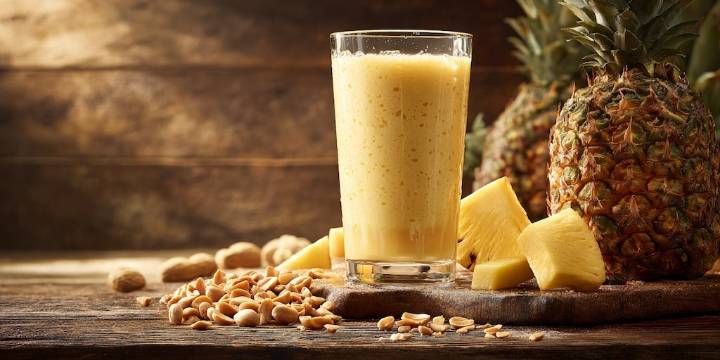 Cómo preparar un licuado de cacahuate con piña para ganar masa muscular y volverse más fuerte