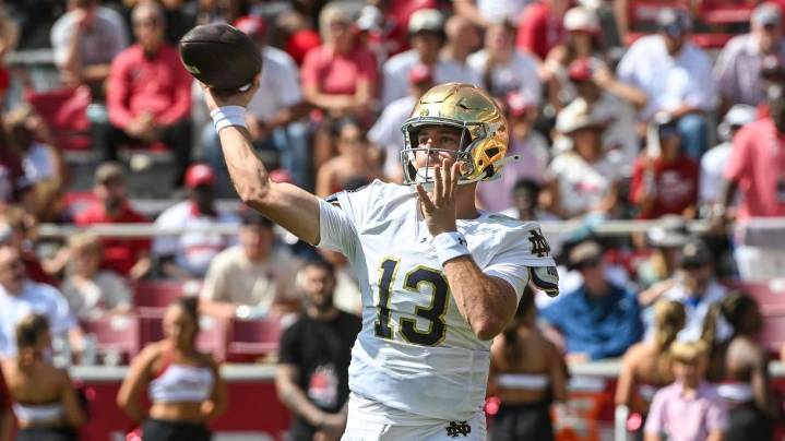 No. 21 Notre Dame is relying on a high-scoring offense to get back into the playoff picture