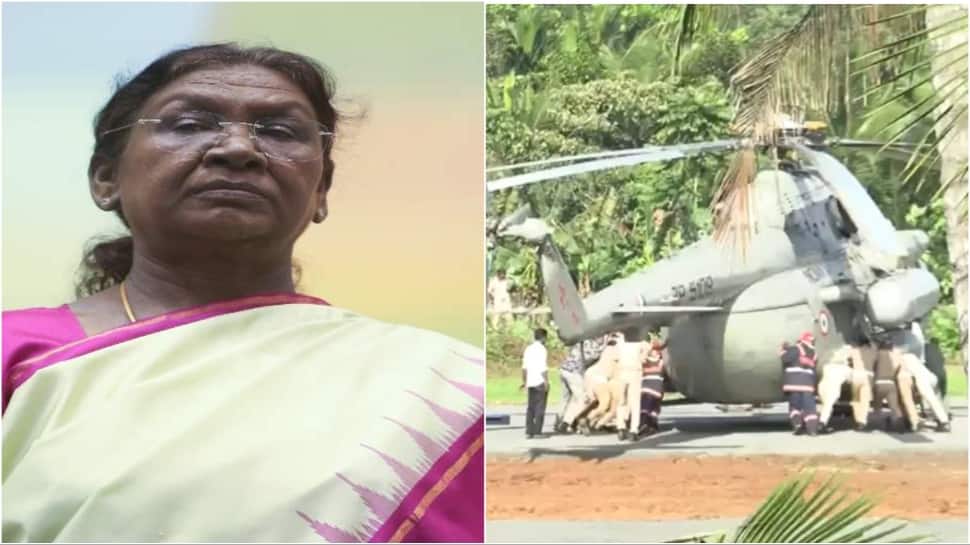Helipad Section Collapses As President Murmu's Chopper Lands In Kerala; Crew Pushes Aircraft To Safety