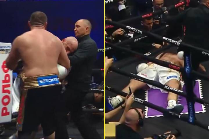 Heavyweight boxer ends 11-year layoff to send opponent tumbling into referee in brutal KO