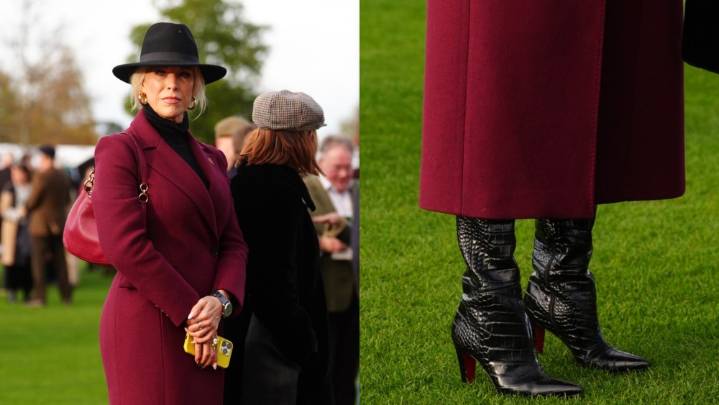 Hannah Waddingham's Croc-Embossed Boots Edged Up Her Wool Coat Look