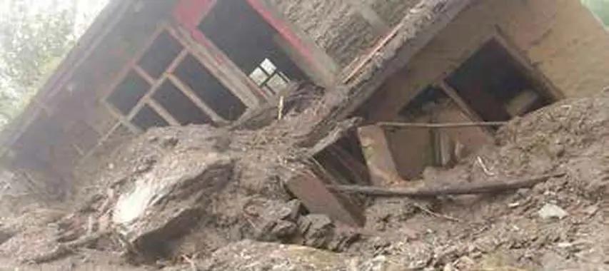 Landslip damages commercial structures in Udhampur