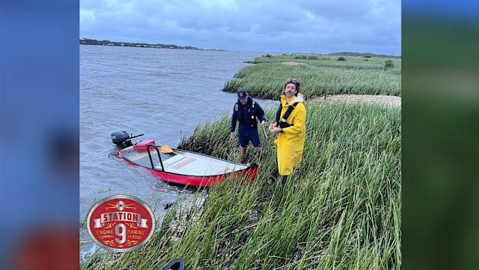 St. Johns County firefighters rescue 2 adults from boat after it struck sandbar during storm