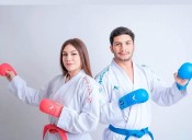 Ericka y José Armando Luque en selectivo de karate