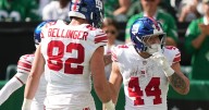 Giants' Cam Skattebo carted off field with apparent foot injury