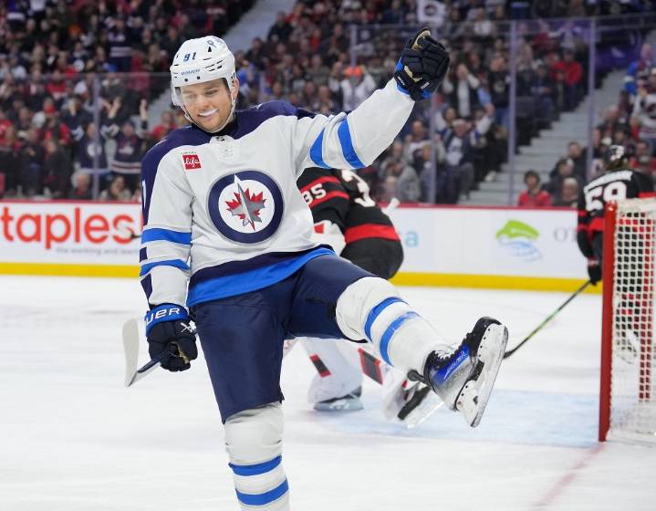 Cole Perfetti back on his skates with the Winnipeg Jets