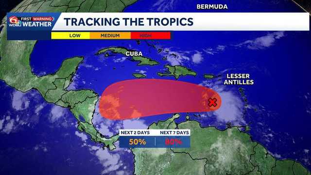 Tropical disturbance in the Caribbean could soon become a storm