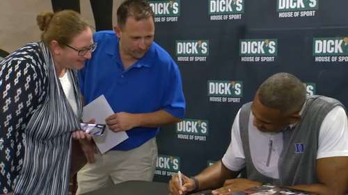 Former Duke basketball star Grant Hill celebrates opening of new Dick's store in Durham
