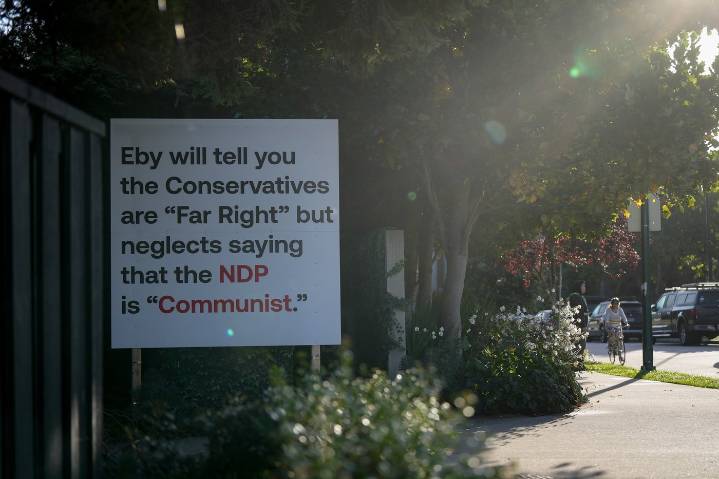Sign outside Vancouver mansion during B.C. election period said NDP is ‘Communist’