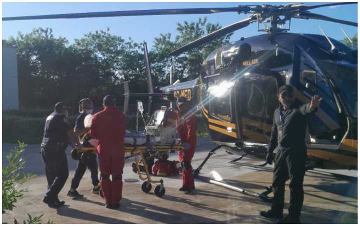 Adolescente es trasladada en helicóptero a Mérida por complicaciones después del parto