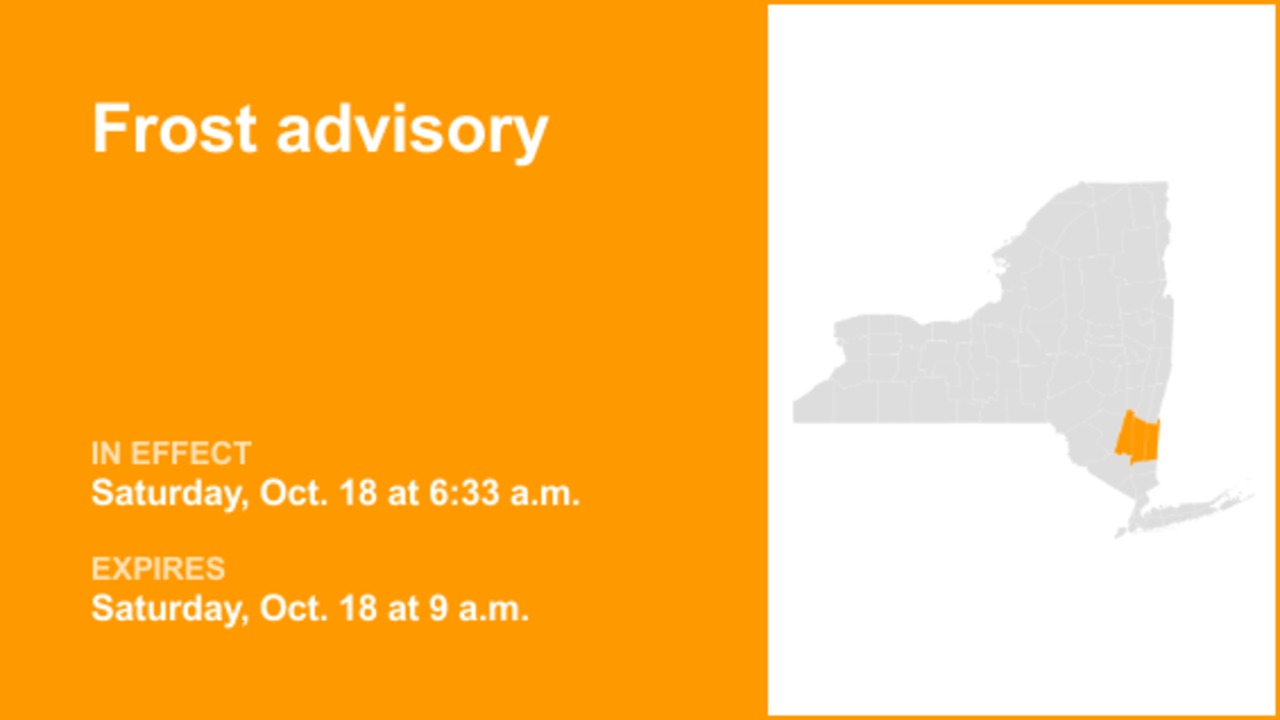 NY weather update: Frost advisory active for Ulster and Dutchess counties Saturday morning