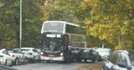 Moment Edinburgh bus gets 'stuck between parked cars' as traffic diverted