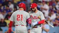 Phillies’ Bryce Harper and Kyle Schwarber in postseason slump as team faces elimination against Dodgers