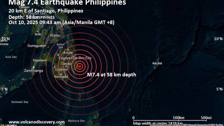 Alerta de tsunami en zonas costeras de Filipinas, luego de terremoto de magnitud 7,6