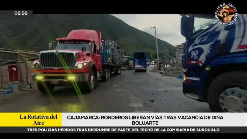 Ronderos de Cajamarca levantan paro y liberan vías tras vacancia de Dina Boluarte