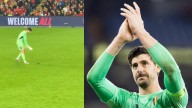 El surrealista momento en el que Thibaut Courtois intenta atrapar una rata durante el Gales