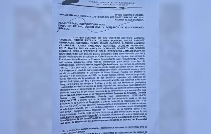 Vecinos de Santa Cruz, en Huauchinango, alertan que están en riesgo por desbordamiento de arroyo