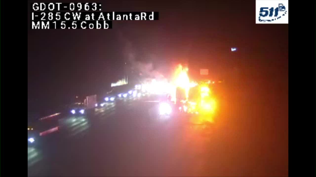 Motorcyclist critically injured in fiery crash on I