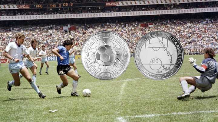 Argentina lanza moneda conmemorativa del gol histórico de Maradona a Inglaterra en 1986